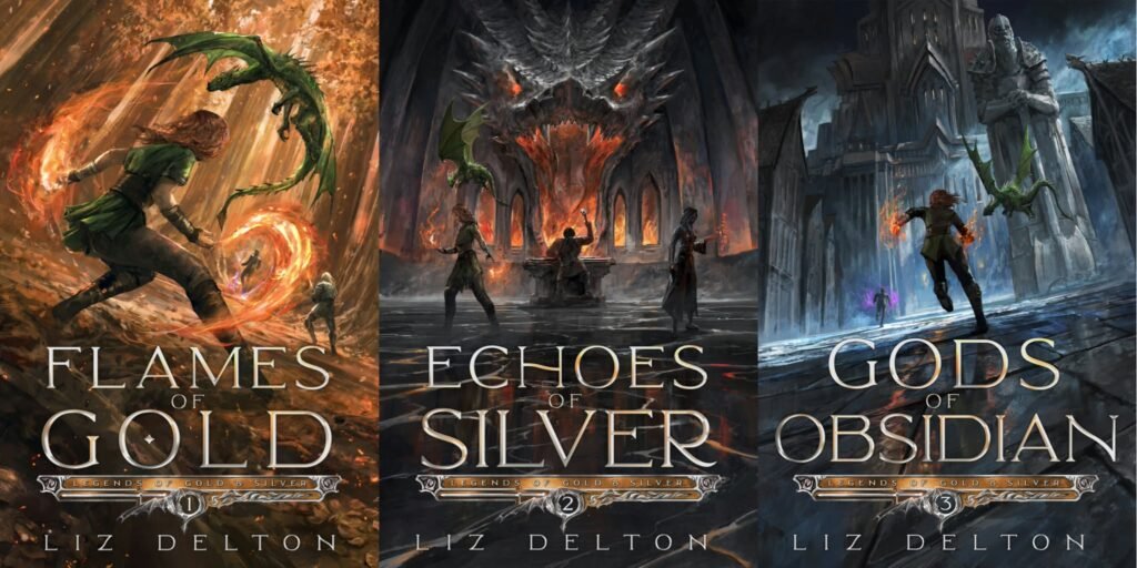 Flames of Gold, Echoes of Silver and Gods of Obsidian side by side